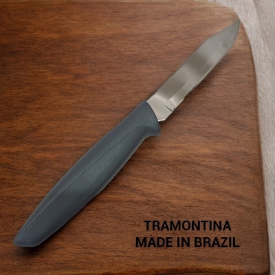 Picture of Tramontina Plenus 3-Inch Bread Cutter - Grey Polypropylene Handle, Stainless Steel Blade, Brazilian-Made, Perfect for Bread and Tomato Slicing, Durable and High-Quality, 1 Piece-Silver