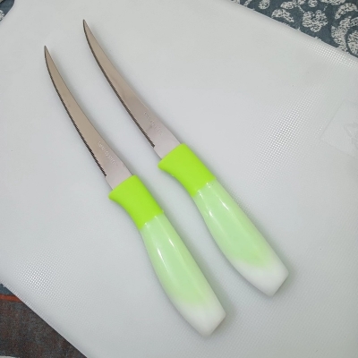 Picture of  Stainless Steel Bread Knife Set - 2PCS with Serrated Edge, Multicolor Design, and Ergonomic Plastic Handle - 4.8-Inch Blade Ideal for Precision Bread Cutting. -Silver