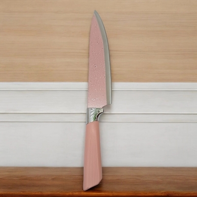 Picture of  Colorful Kitchen Knife - 1PCS Stainless Steel Chef Knife with Cutter Green Handle - 6-Inch Nonstick Blade for All-Purpose Cutting - Ideal for Vegetables and Kitchen Tasks. -Multicolor