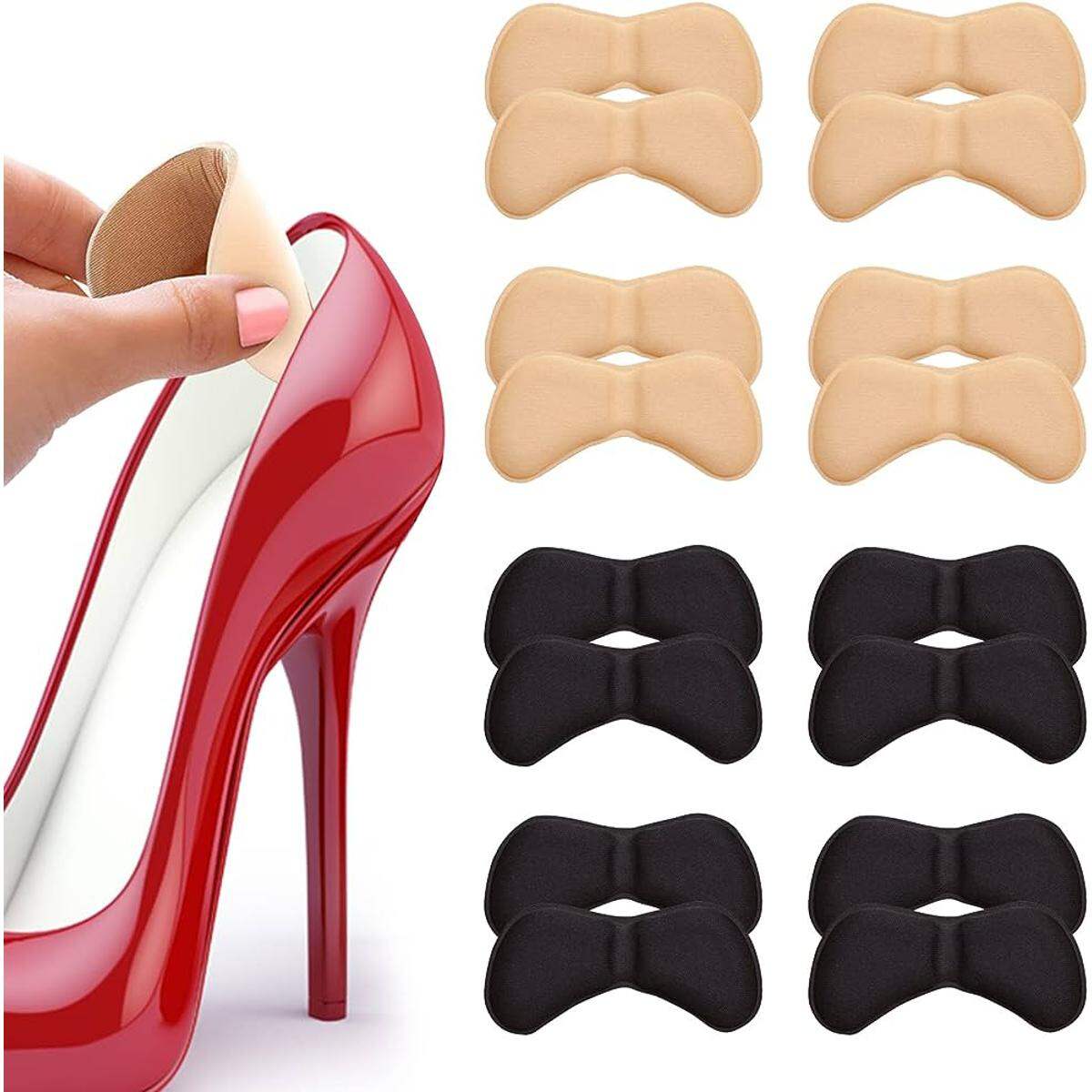 Picture of RetailCare®Extra Soft Heel Pads, Strong Self-Adhesive Heel Cushion Heel Grips for Women and Men Shoes, Prevent Blisters, Cuts, Slipping, and Pain, Shoes Too Big Inserts in Black and skin-3 PAIR