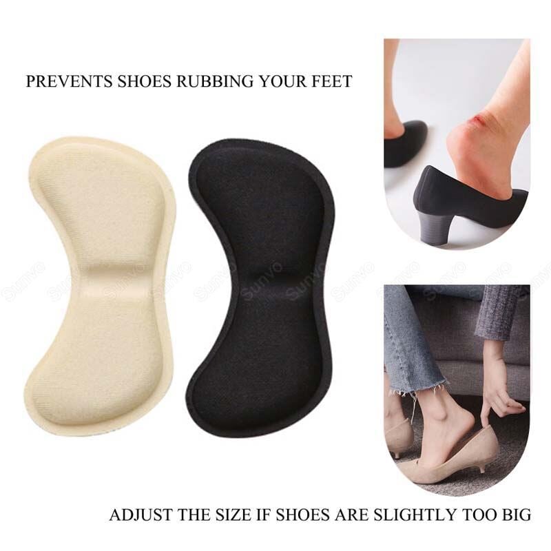 Picture of RetailCare®Extra Soft Heel Pads, Strong Self-Adhesive Heel Cushion Heel Grips for Women and Men Shoes, Prevent Blisters, Cuts, Slipping, and Pain, Shoes Too Big Inserts in Black and skin-1PAIR