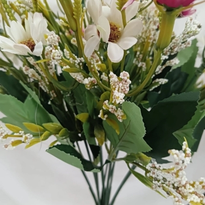 Picture of  Realistic Silk Chrysanthemum Bouquet, Artificial Flowers with 18 Multicolor Blooms per Stick, 2 Sticks, 32x20 cm, Perfect for Home Decor, Weddings, and Garden Decorations, Durable Fabric and Plastic Construction. -Multicolor