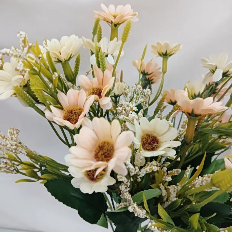 Picture of  Realistic Silk Chrysanthemum Bouquet, Artificial Flowers with 18 Multicolor Blooms per Stick, 2 Sticks, 32x20 cm, Perfect for Home Decor, Weddings, and Garden Decorations, Durable Fabric and Plastic Construction. -Multicolor