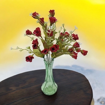 Picture of  Silk Daisy Bride Bouquet, 1pc, 25-28 Multicolor Artificial Sunflowers, 48x20 cm with Glass Vase, Perfect for Christmas, Home, Wedding, and New Year Decor, Made from Fabric and Plastic. -Multicolor