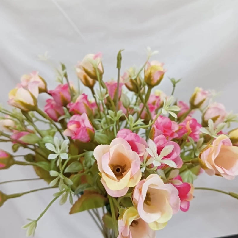 Picture of  Chrysanthemum Silk Flower Bunch, Artificial and Realistic, 25-28 Multicolor Blooms per Stick, 2 Sticks, 32x20 cm, Perfect for Home Décor, Wedding, and Garden Decorations, Made of Fabric and Plastic. -Multicolor