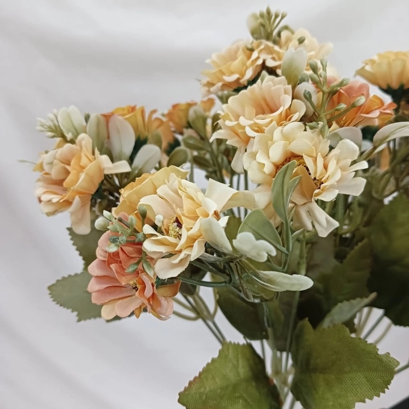Picture of  Artificial Chrysanthemum Bunch, Realistic Silk Flowers with 18 Multicolor Blooms per Stick, 2 Sticks, 32x20 cm, Perfect for Home Decor, Weddings, and Garden Decoration, Durable Fabric and Plastic. -Multicolor