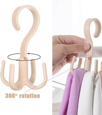 Picture of New Multi-Function 360 Degree Rotatable 4 Claw Hook Closet Hanging Organizer Storage Purse Rack Handbag Hanger Hook