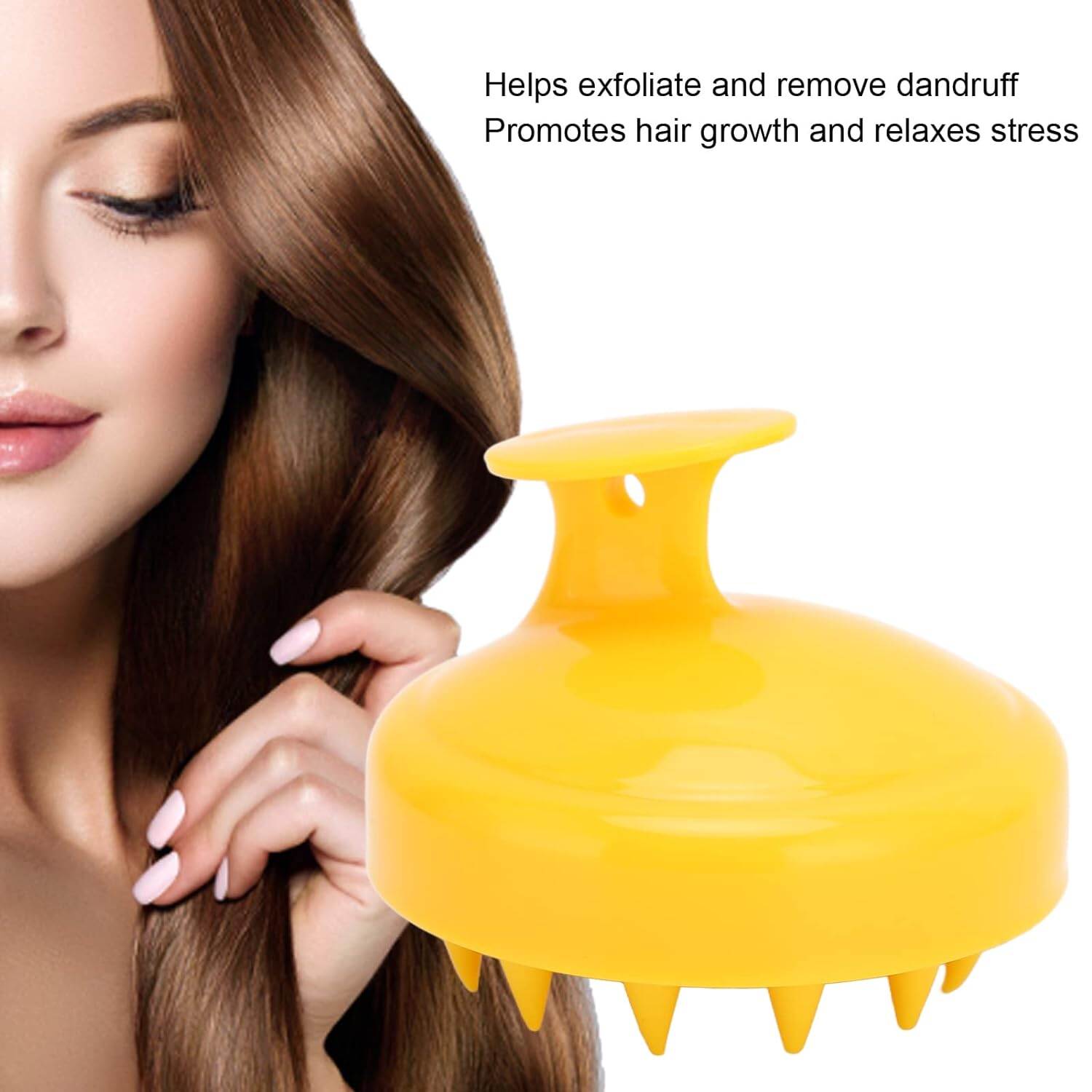 Picture of Hair Shampoo Brush,Hair Scalp Massager Shampoo Brush,Manual Head Scalp Massage Brush for Wet & Dry, Soft Silicone Bristles Care for The Scalp, Promote Hair Growth