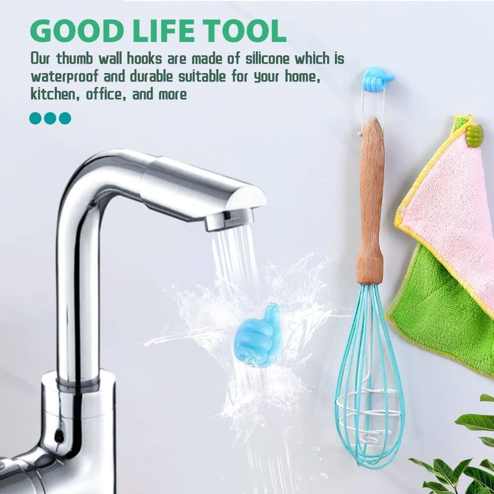 Picture of Silicone Thumb Wall Hooks, Self Adhesive Thumb Hook Multifunction Cable Clips Creative Holder Wall Hangers for Storage (multicolor-10pcs)