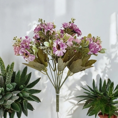 Picture of  Artificial Chrysanthemum Bouquet with Silk Flowers, 18 Multicolor Blooms per Stick, 2 Sticks, 32x20 cm, Realistic Design for Home, Wedding, and Garden Decoration, Fabric and Plastic Build. -Multicolor