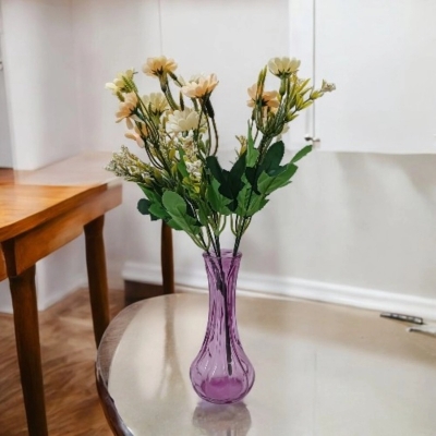 Picture of  Silk Daisy Bouquet with 14 Heads, 12-14 Multicolor Artificial Sunflowers, Glass Vase, 48x20 cm, Ideal for Christmas, Home, Wedding, and New Year Decorations, Fabric and Plastic for Elegant Display. -Multicolor