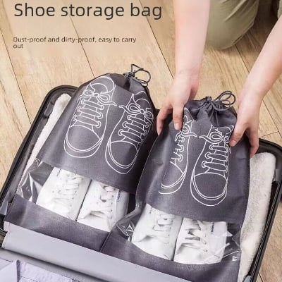 Picture of Travel Shoe Bag with Transparent Window Drawstring Dust-Proof Non-Woven Shoes Storage Bags for Daily and Travel Use | Shoes Storage Bag Dustproof  Bag Closet Organizer Travel Portable Bag