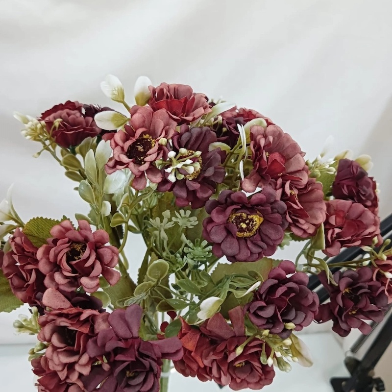 Picture of  Artificial Chrysanthemum Bunch with Silk Flowers, 18 Multicolor Blooms per Stick, 2 Sticks, 32x20 cm, Realistic Design for Home, Wedding, and Garden Decoration, Fabric and Plastic Material. -Multicolor