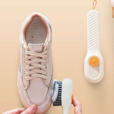 Picture of 1 Pcs Cleaning Brush For Shoes | Press Type Automatic Liquid Adding Brush - Press Type Cleaning Brush, Multifunctional Liquid Shoe Brush For Shoe Clothes Generic