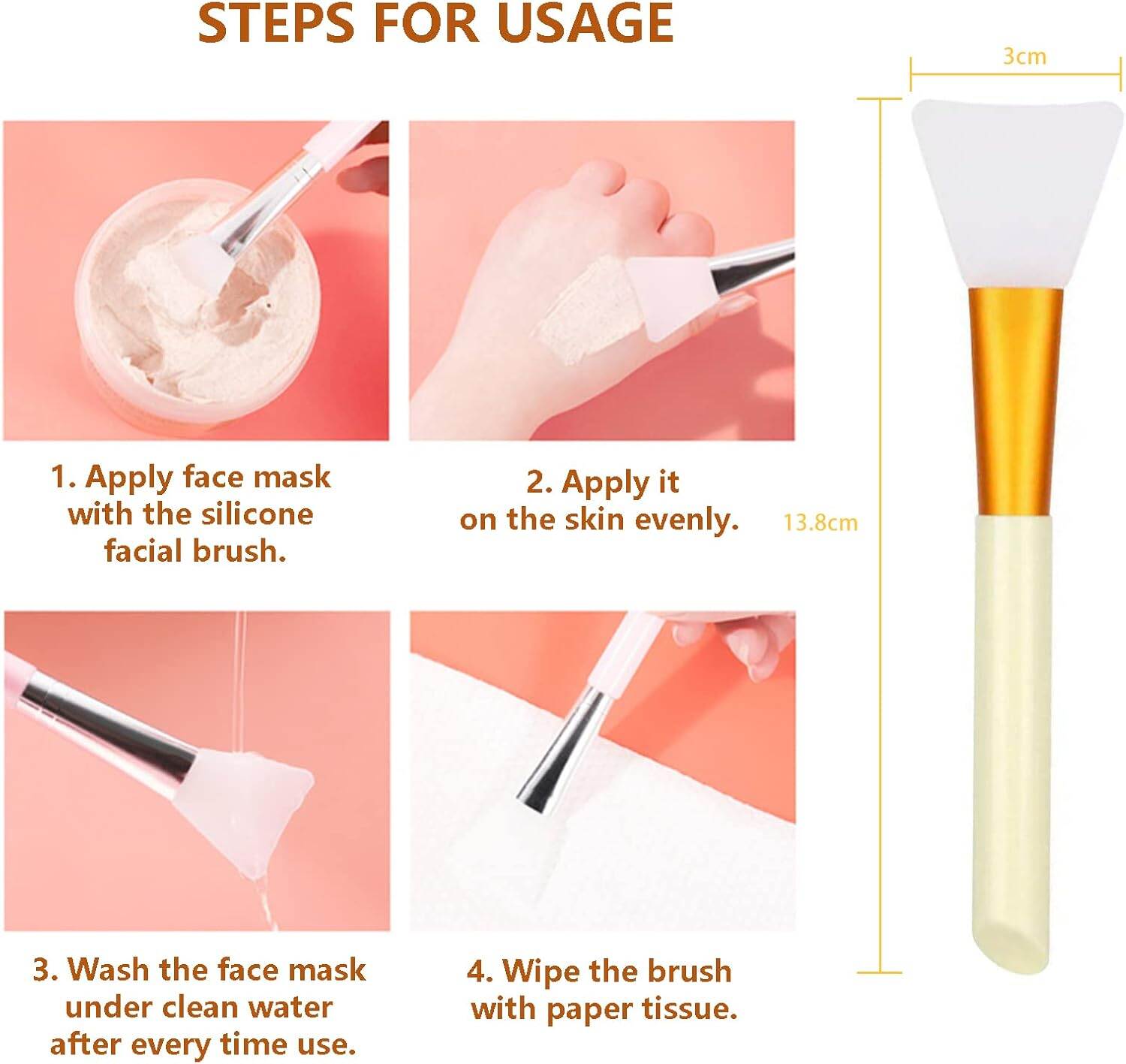 Picture of 2 Pcs Manual Silicones Scrubber Facial Cleansing Brush,1 Pcs Face Mask Brush for Skin Smoothing Cleaning