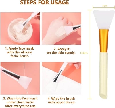 Picture of 2 Pcs Manual Silicones Scrubber Facial Cleansing Brush,1 Pcs Face Mask Brush for Skin Smoothing Cleaning