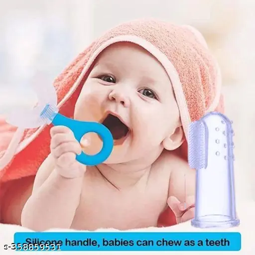 Picture of U Shaped Silicone Toothbrush for Kids/ 360 Degree Soft Oral Teeth Cleaning with Finger Brush for Training Teething For Baby Infant Toddler Children - 1 to 6 Years