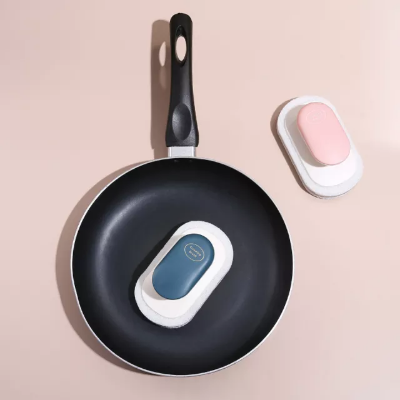 Picture of Sponge Dish Brush with Handle, Scrub Brush for Cleaning Kitchen and Washing Dishes, for Sink, Pots, Pans, Cleaning Brushes Tools Multi Function Cleaning Brush Scrub Brush with Handle Sponge Scrubber