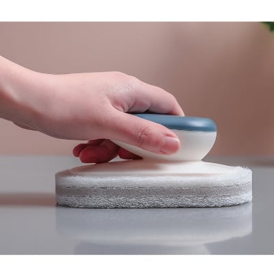 Picture of Sponge Dish Brush with Handle, Scrub Brush for Cleaning Kitchen and Washing Dishes, for Sink, Pots, Pans, Cleaning Brushes Tools Multi Function Cleaning Brush Scrub Brush with Handle Sponge Scrubber