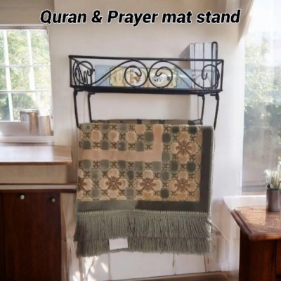 Picture of  Wall-Mounted Quran Majid Rack – Black Iron, 15x10x3.5 Inch – Durable Square Design with Zaynamaaz Holder 