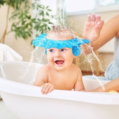 Picture of Baby Shower Cap, 1Pcs Adjustable Baby Shampoo Cap Waterproof Bath Cap for Baby Kids Children'S Ear Protection Bath Shower Cap