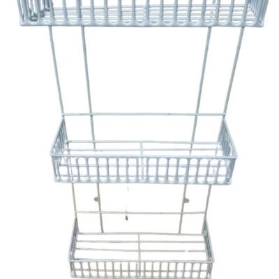 Picture of  Durable Iron Wall Rack – 3-Layer Square Design for Kitchen, White Finish, Easy Installation, Organizer for Accessories – 1 Pc -White