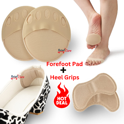 Picture of Retail Care Forefoot Pad With Heel Grips, Honeycomb Fabric Metatarsal Pads, Forefoot Pads for pain relief, Cushioning Shoe Support Toe Socks Foot Cushions Support Sleeves