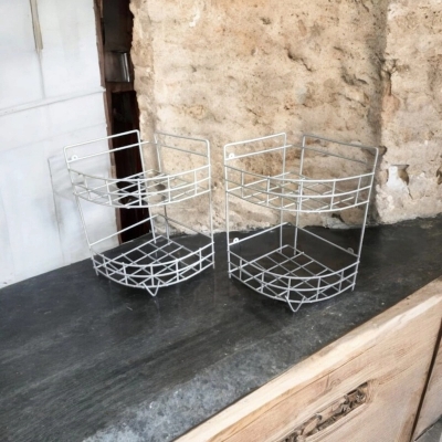 Picture of  2-Piece Set – 2-Layer Triangle Hanging Racks, Durable Iron, White Finish, Easy to Mount on Any Wall, Ideal for Organizing Kitchen Essentials and Saving Space -White