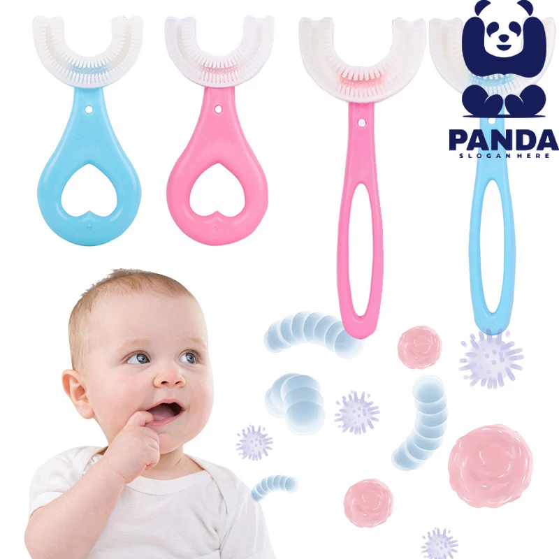 Picture of U-Shaped Toothbrush For Kids Food Grade Soft Silicone Brush Head Oral Teeth Cleaning Tools for Children- Multicolour