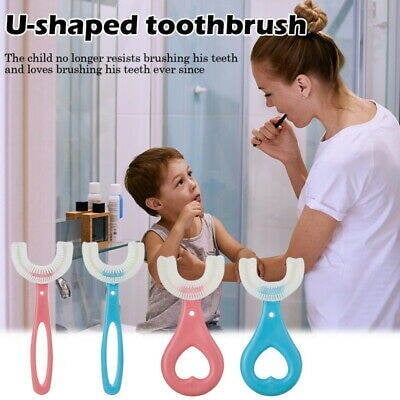 Picture of U-Shaped Toothbrush For Kids Food Grade Soft Silicone Brush Head Oral Teeth Cleaning Tools for Children- Multicolour