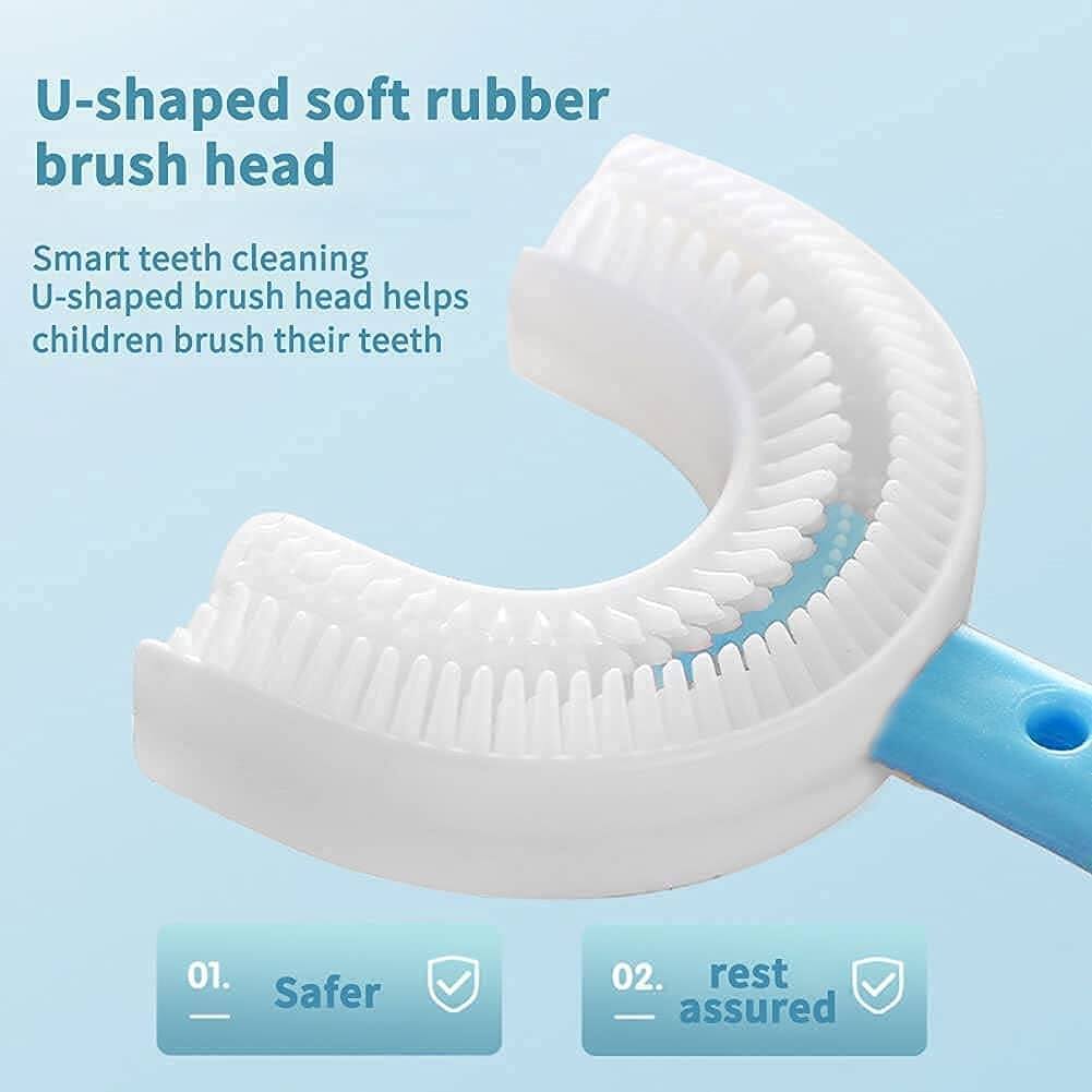 Picture of U-Shaped Toothbrush For Kids Food Grade Soft Silicone Brush Head Oral Teeth Cleaning Tools for Children- Multicolour