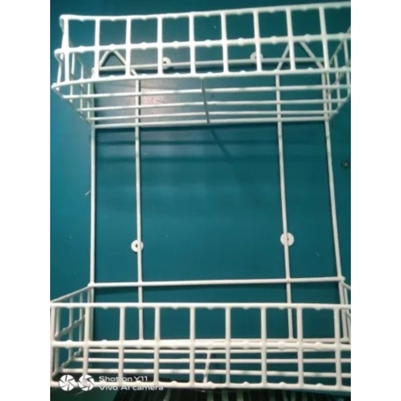 Picture of  Single 2-Layer Square Shape Hanging Rack – White, Durable Iron, Easy to Mount, Ideal for Kitchen Space Saving and Accessory Storage -White