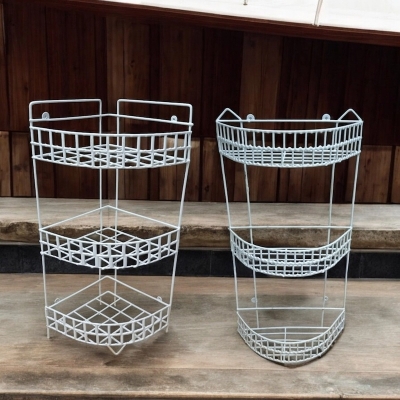 Picture of  Triangle & D-Shape 3-Step Hanging Corner Racks – Set of 2, White Finish, Durable Iron, Easy Installation, Ideal for Organizing Kitchen Accessories -White