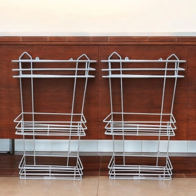 Picture of  Kitchen Wall Rack – Set of 2, 3-Layer Square Design, Durable Iron, White, Easy to Install, Modern Organizer -White