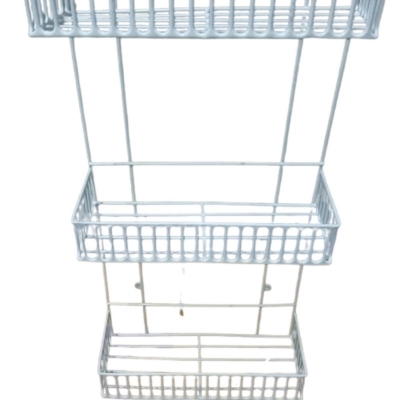 Picture of  White 3-Layer Square Rack – Wall Hanging Design for Kitchen, Durable Iron Material, Easy Setup, Perfect for Accessories – 1 Pc -White