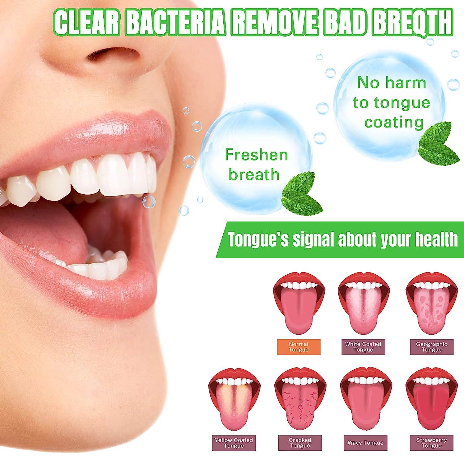 Picture of Tongue Scraper Silicone Brush Cleaning Food Oral Care To Keep Fresh Breath tongue scraper and mouth wash1pcs