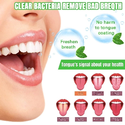Picture of Tongue Scraper Silicone Brush Cleaning Food Oral Care To Keep Fresh Breath tongue scraper and mouth wash1pcs