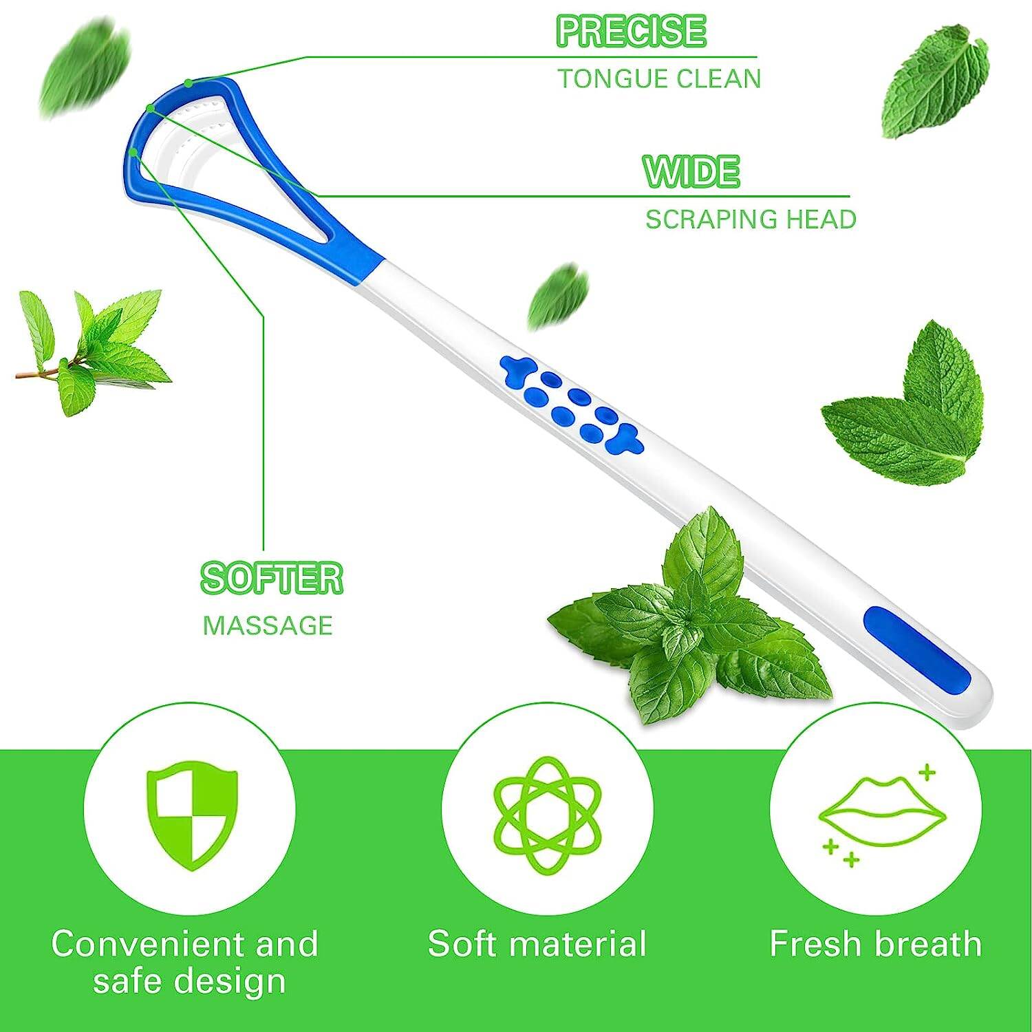 Picture of Tongue Scraper Silicone Brush Cleaning Food Oral Care To Keep Fresh Breath tongue scraper and mouth wash1pcs