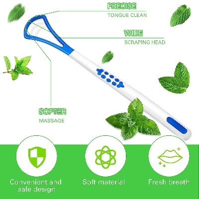 Picture of Tongue Scraper Silicone Brush Cleaning Food Oral Care To Keep Fresh Breath tongue scraper and mouth wash1pcs