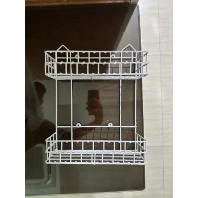 Picture of  Durable Iron 2-Step Square Hanging Rack – White Finish, Easy Wall Mounting, Space-Saving Design for Efficient Kitchen Organization -White