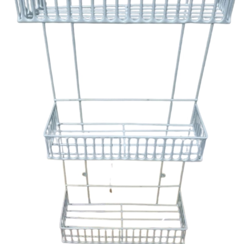 Picture of  Square 3-Layer Kitchen Rack – White Wall Hanging, Durable Iron, Easy to Install, Modern Organizer for Accessories – 1 Pc -White