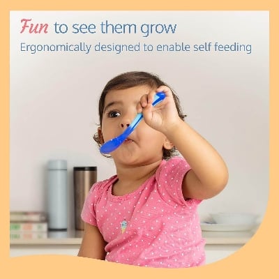 Picture of BulzEU Safety Baby Temperature Sensing Spoon Heat Toddler Food Feeding Spoons Pack of 1- Random Colour