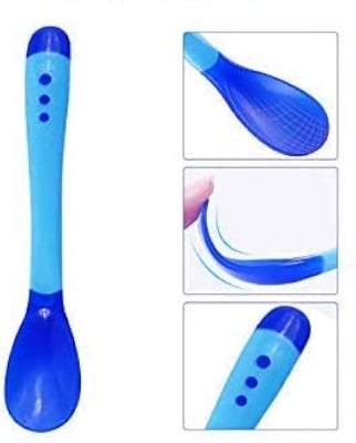 Picture of BulzEU Safety Baby Temperature Sensing Spoon Heat Toddler Food Feeding Spoons Pack of 1- Random Colour