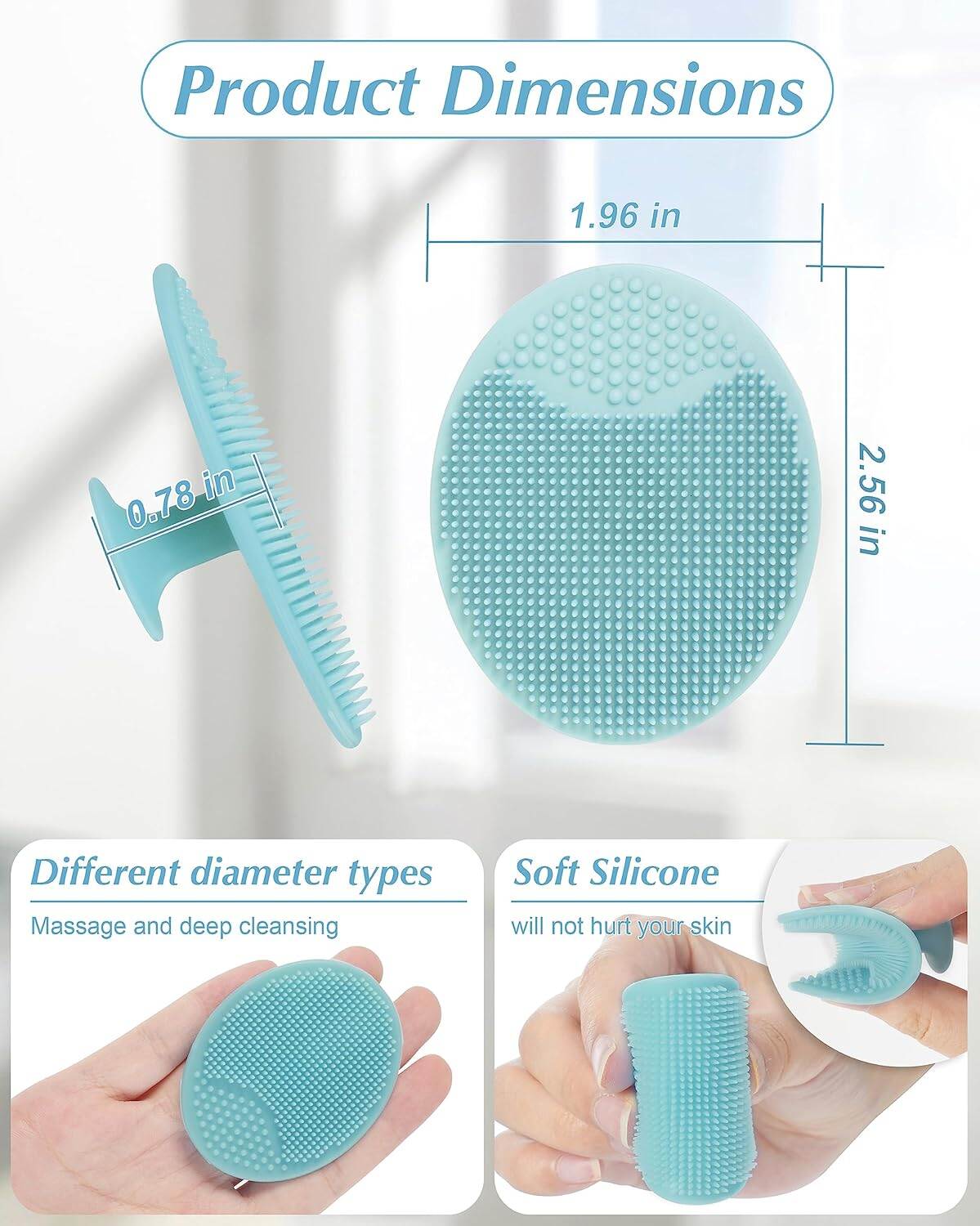 Picture of Face Scrubber,Soft Silicone Scrubbies Facial Cleansing Pad Face Exfoliator Face Scrub Face Brush Silicone Scrubby for Massage Pore Cleansing Blackhead Removing Exfoliating,Cool Gift for Girl