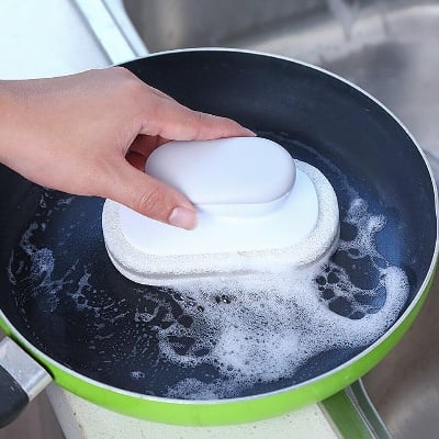 Picture of Kitchen Cleaning Sponge | Premium Handled Dish Wash Sponges | Scrub Sponges for Washing Dishes, Scrub Brush for Cleaning Bathroom Counter Bathtub