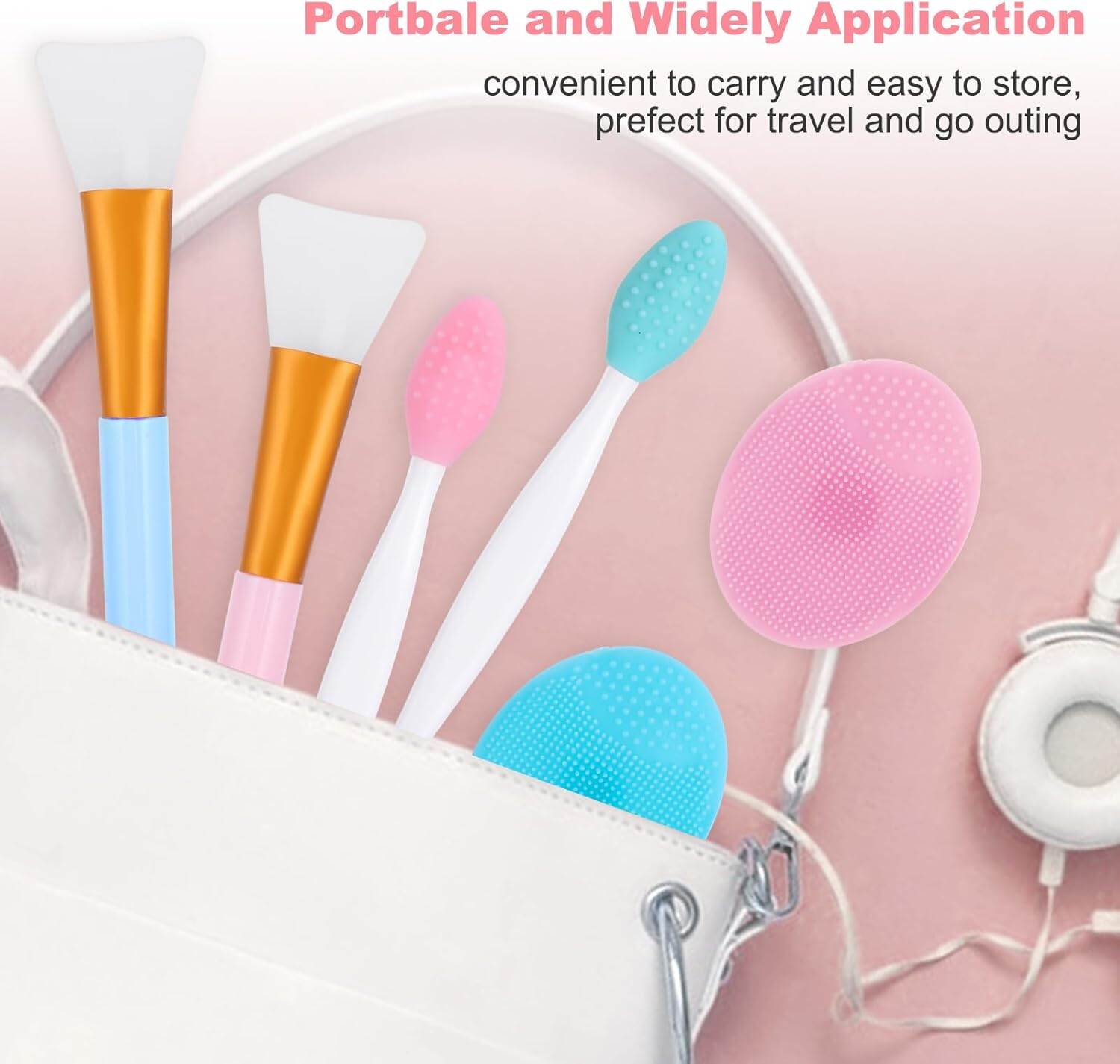 Picture of WLLHYF 6 Piece Silicone Facial Cleansing Brush Face Mask Brush Exfoliating Lip Exfoliating Brush Set Exfoliating Nose Blackhead Remover Mask Applicator for Women and Girls Skin Care Tool