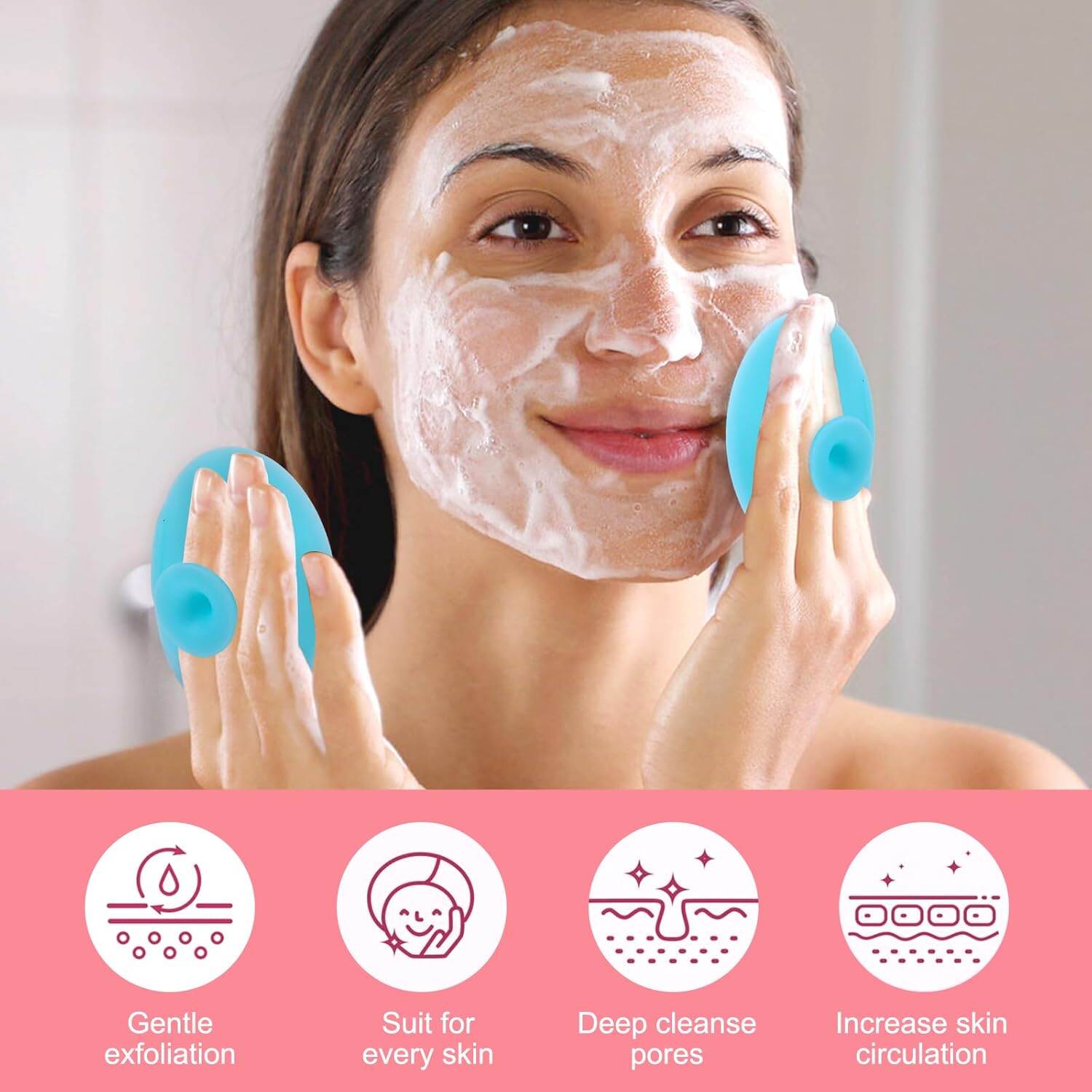 Picture of WLLHYF 6 Piece Silicone Facial Cleansing Brush Face Mask Brush Exfoliating Lip Exfoliating Brush Set Exfoliating Nose Blackhead Remover Mask Applicator for Women and Girls Skin Care Tool