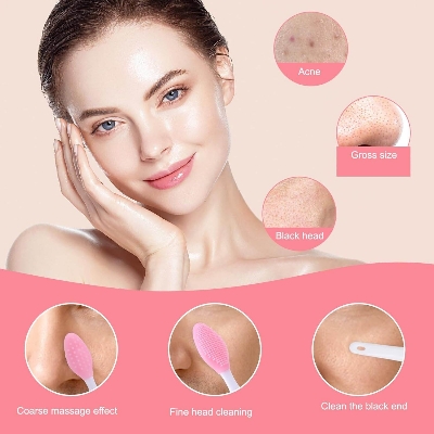 Picture of WLLHYF 6 Piece Silicone Facial Cleansing Brush Face Mask Brush Exfoliating Lip Exfoliating Brush Set Exfoliating Nose Blackhead Remover Mask Applicator for Women and Girls Skin Care Tool