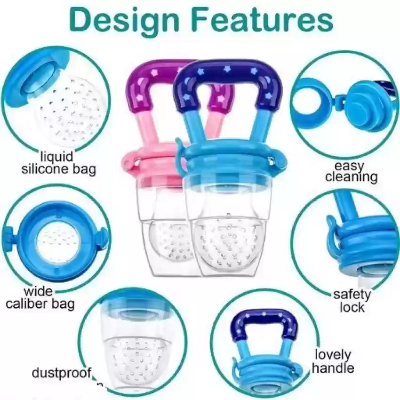 Picture of Baby (Pack of 2) Fruit Feeder Pacifier | Nibbler for Baby | Silicone Fruit and Juice Nipple | Teether for Baby | Kids Nipple Pacifier for Fruits | BPA Free for 3 to 12 Months ( Multicolored )
