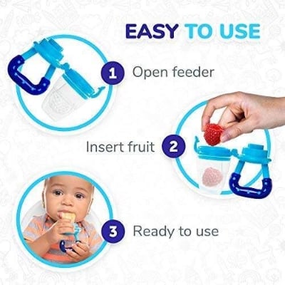 Picture of Baby (Pack of 2) Fruit Feeder Pacifier | Nibbler for Baby | Silicone Fruit and Juice Nipple | Teether for Baby | Kids Nipple Pacifier for Fruits | BPA Free for 3 to 12 Months ( Multicolored )